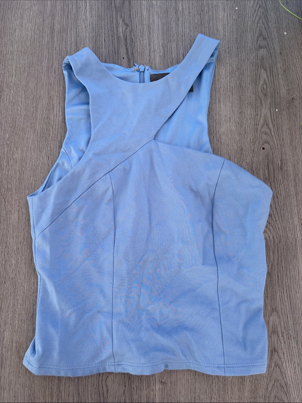 Light Blue Sleeveless Cross-Front Women's Shirt